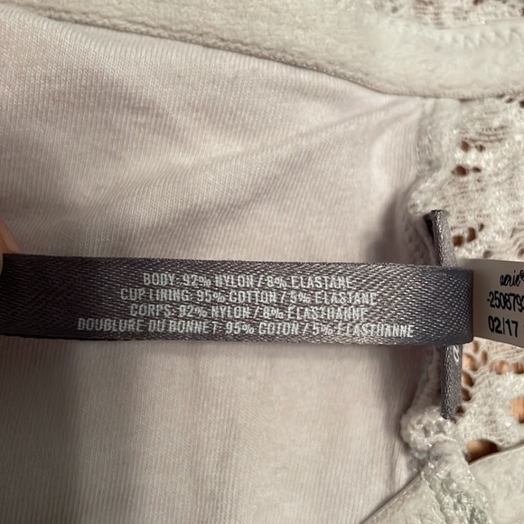 AERIE Bralette Silver Lace Wireless No Padding Halter Size L - Picture 5 of 7